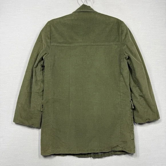 Vintage Sears Oakbrook Sportswear Corduroy Jacket Small Green Lined Flap Pockets